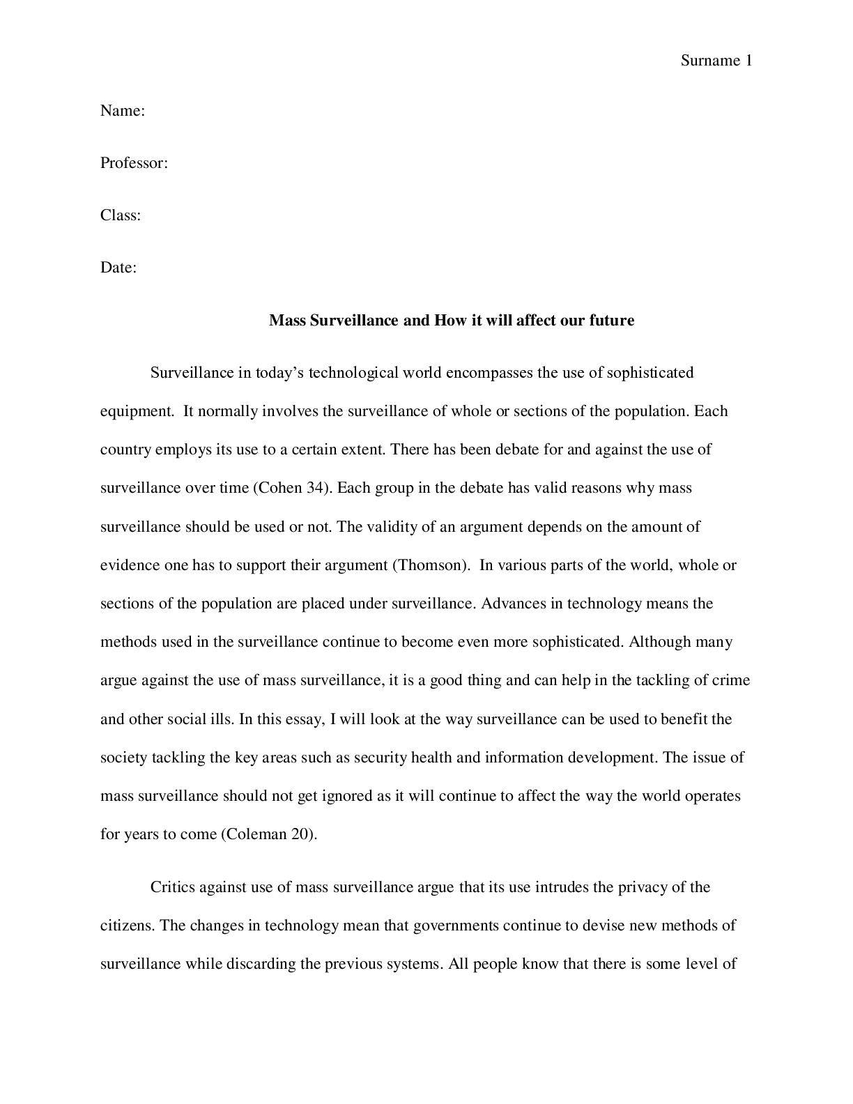 Preview image for Mass Surveillance and How it will affect our future